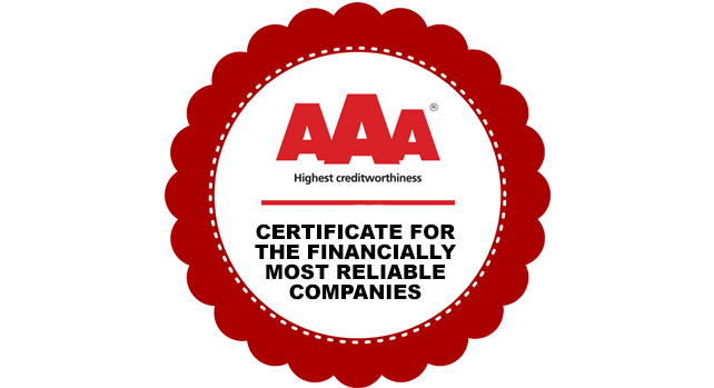 CERTIFICATE FOR THE FINANCIALLY MOST RELIABLE COMPANIES